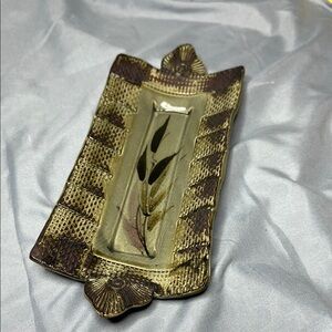 Elegant Brown and Gold Decorative Pottery Tray